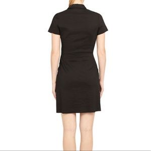Theory Black Zip Front Short Cotton Shirt Dress
